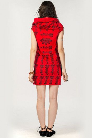 Красное мини платье Ом
